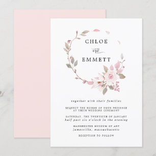 Invitation Mariage de couronnes de rose boho moderne