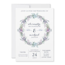Mariage de couronnes florales bleues et violettes