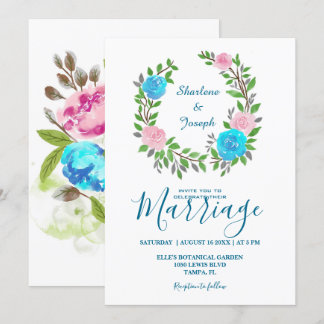 Invitation Mariage de courroie colorée Floral