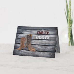 Invitation Mariage de cow-boy occidental en bois de grange ru