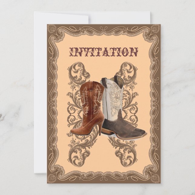 Invitation Mariage de cowboy de campagne occidentale rustique (Devant)