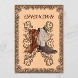 Invitation Mariage de cowboy de campagne western rustique