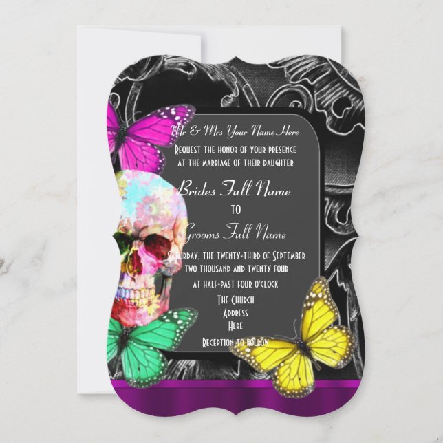 Invitation Mariage de crâne gothique alternatif (Devant)