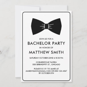 Invitation Mariage de Cravate de la  de Bachelor Party Black 