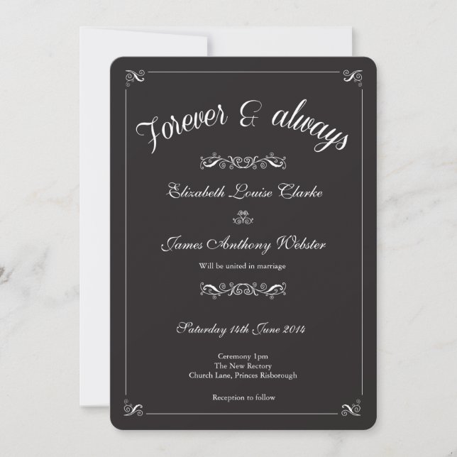 Invitation Mariage de Cravate noir (Devant)