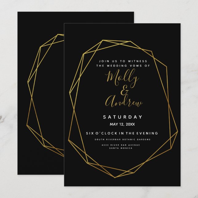 Invitation mariage de cristal géométrique mariage CARD INVITA (Devant / Derrière)