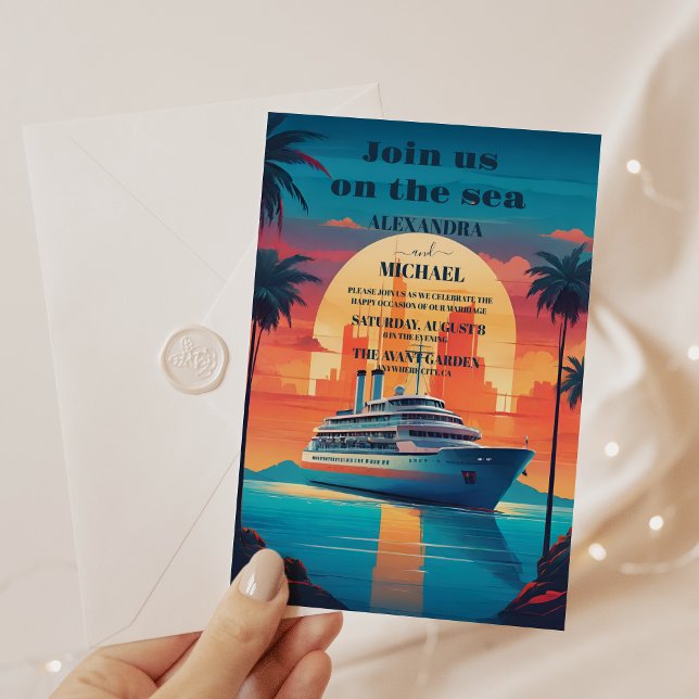 Invitation Mariage de croisière Tropical Seascape Beach (Créateur téléchargé)