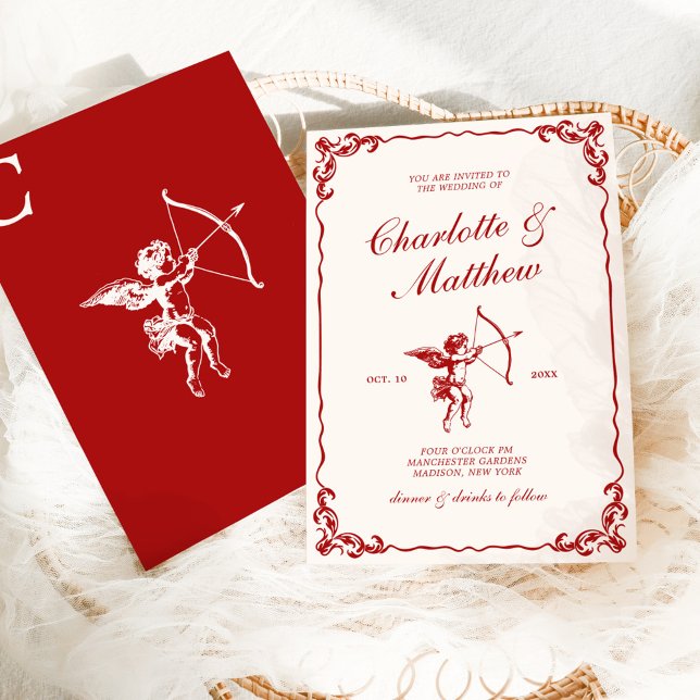 Invitation Mariage de Cupid'Arrow Red Vintage (Créateur téléchargé)