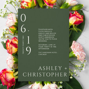 Invitation Mariage de date de fractionnement vert de la mouss