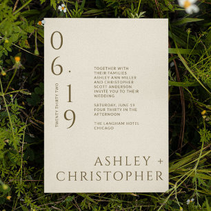 Invitation Mariage de date minimaliste moderne pour le bronze