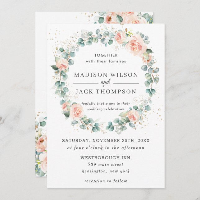 Invitation Mariage de  de fleurs de bracelet rustique (Devant / Derrière)