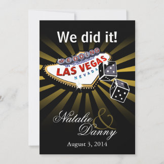 Invitation Mariage de début de Las Vegas Réception d'or noir