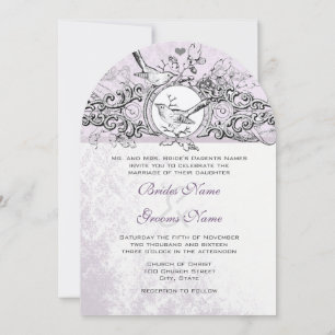 Invitation Mariage de défilement Die Cut Inséparable Lavender