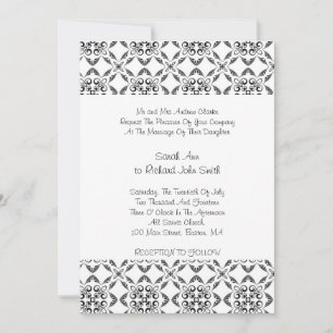 Invitation Mariage de défilement noir et blanc rétro Invit