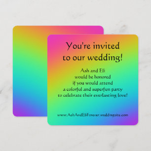 Invitation Mariage de dégradé arc-en-ciel lumineux