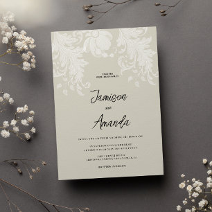 Invitation Mariage de dentelle blanche neutre rustique
