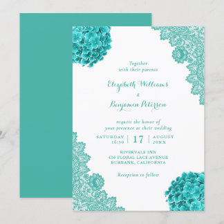 Invitation Mariage de dentelle Hydrangea Russe Personnalisé