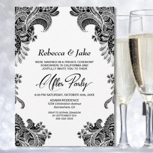 Invitation Mariage de dentelle noir et blanc après la fête