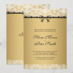 Invitation Mariage De Dentelle Or Et Blanc