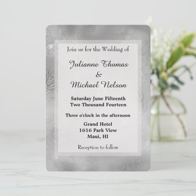 Invitation Mariage de dentelle romantique (Debout devant)