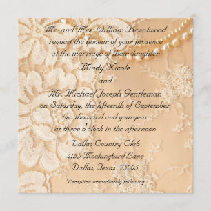 Invitation Mariage de dentelles et perles
