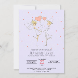 Invitation Mariage de dessin animé Hearve Love Bride et Groom