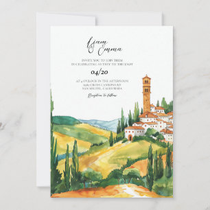 Invitation Mariage de Destination à l'Aquarelle Toscane