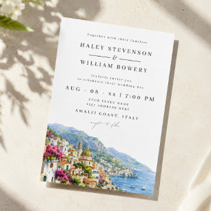 Invitation Mariage de destination aquarelle Côte d'Amalfi Ita
