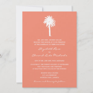 Invitation Mariage de destination de Coral Palm Tree