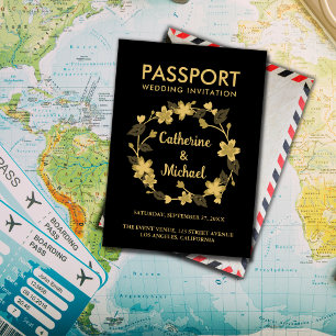 Invitation Mariage de destination de passeport noir