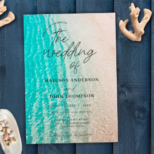 Invitation Mariage de destination de plage d'été sur l'océan 