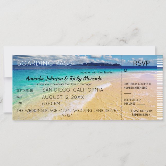 Invitation Mariage de Destination de Plage RSVP (Devant)