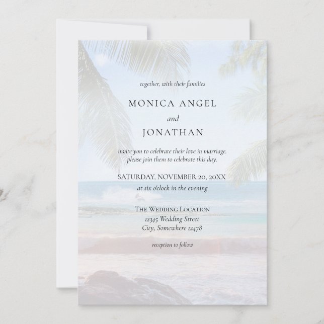 Invitation Mariage de Destination de Plage Tropicale V2 (Devant)