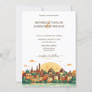 Invitation Mariage de destination moderne Mexico Beach