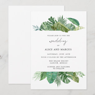 Invitation Mariage de destination sur une plage tropicale