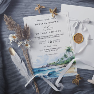 Invitation Mariage de destination tropical élégant moderne pl