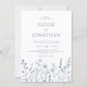 Invitation Mariage de détails minimaliste du Fleur sauvage pé