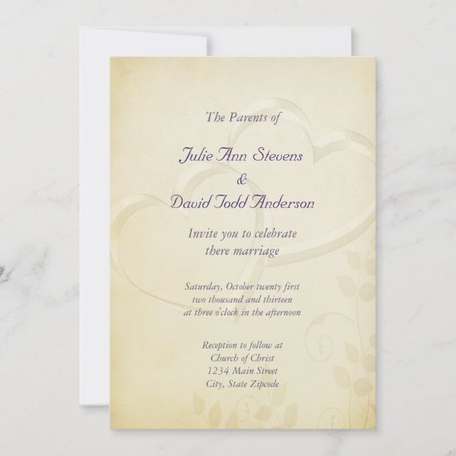 Invitation Mariage de deux coeurs (Devant)