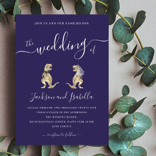 Invitation Mariage de Dinosaures : la mariée et le marié T-Re