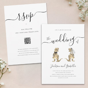 Invitation Mariage de Dinosaures : la mariée et le marié T-Re