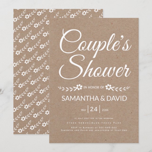 Invitation Mariage de douche en papier kraft (Devant / Derrière)