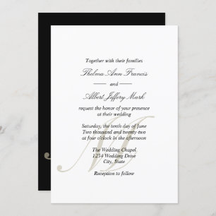Invitation Mariage de familles de monogrammes en n