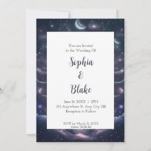 Invitation Mariage de Fantaisie Céleste Bleu et Violet
