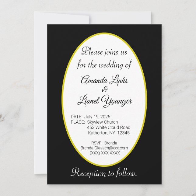 Invitation Mariage de fenêtre blanc et noir (Devant)