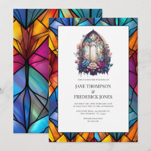 Invitation Mariage de fenêtre de l'église en verre