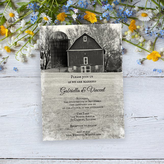 Invitation Mariage de ferme de la ferme Country Barn (Invite guests to your farm marriage ceremony with this Country Barn Wedding Invitation.)