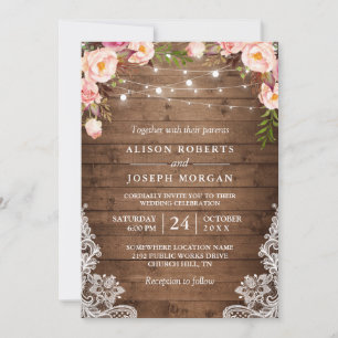 Invitation Mariage de ferme en bois rustique