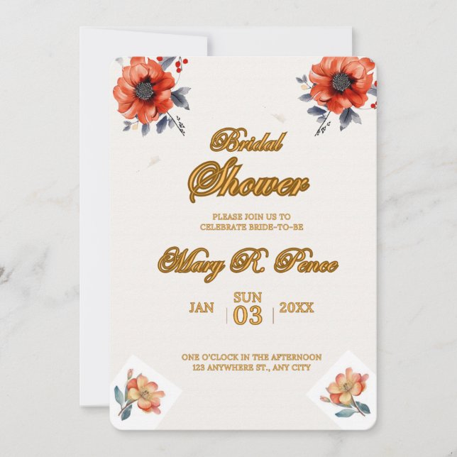 Invitation Mariage de Fête des mariées de couleur d'eau vive (Devant)
