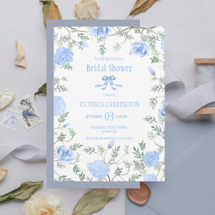Invitation Mariage de Fête des mariées Floral bleu