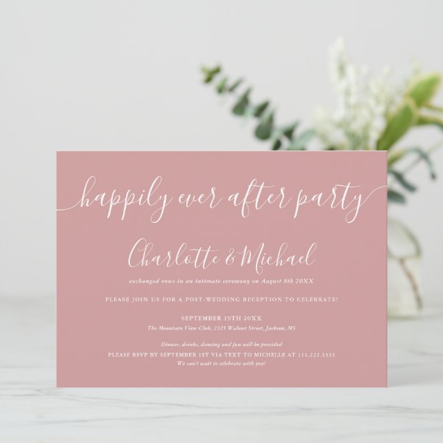 Invitation Mariage de fête Dusty Rose pour toujours (Debout devant)